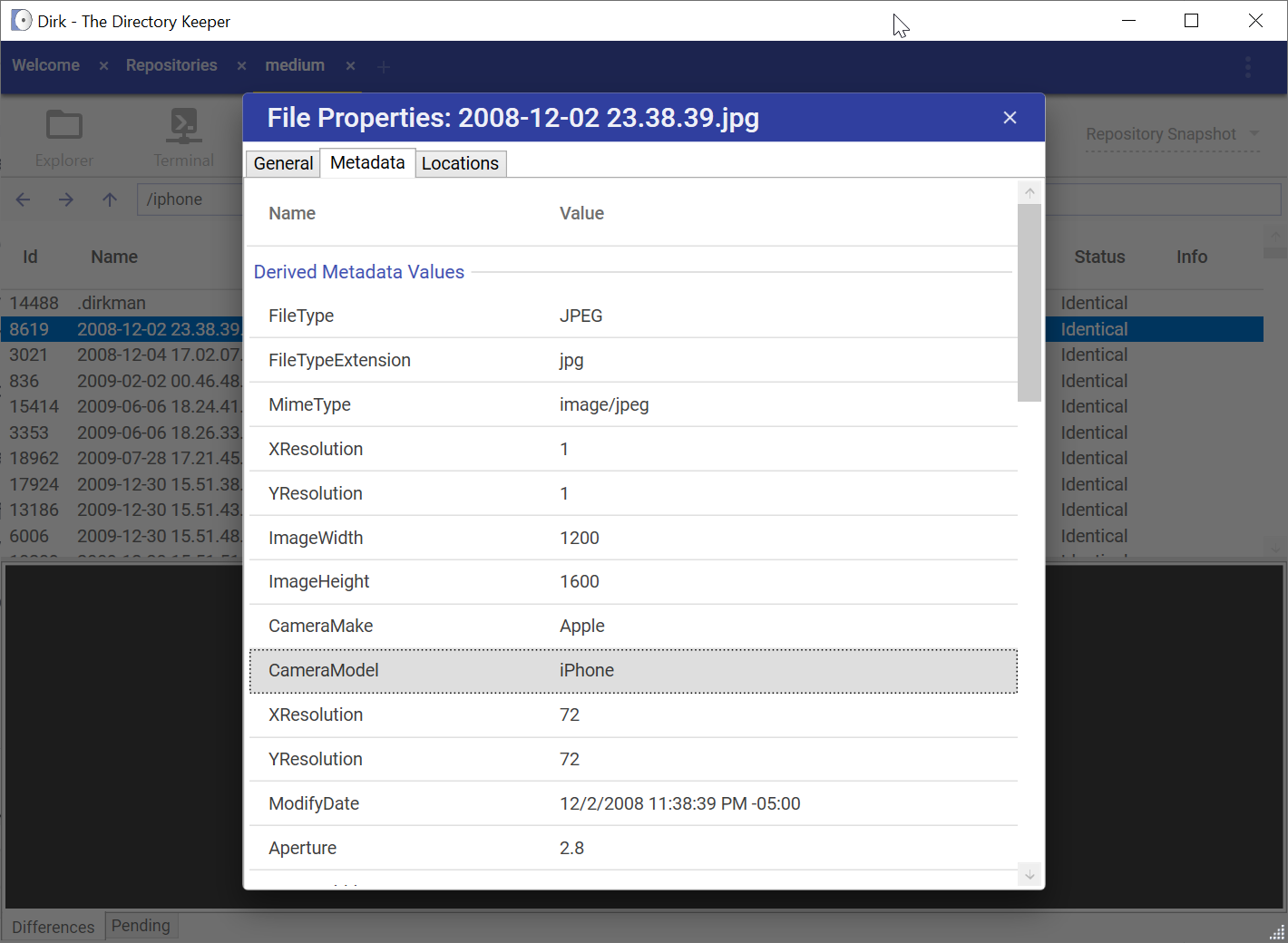 View metadata associated with a file