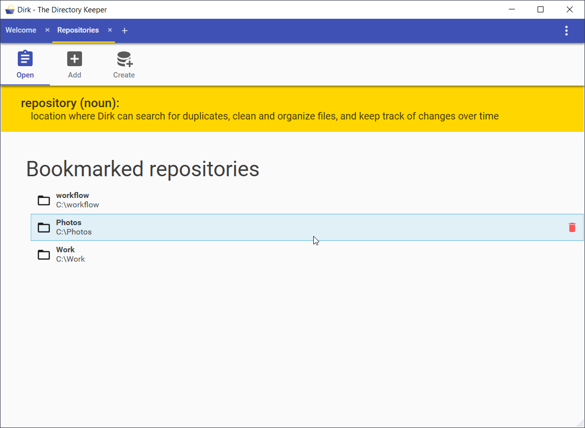 Show bookmarked repositories