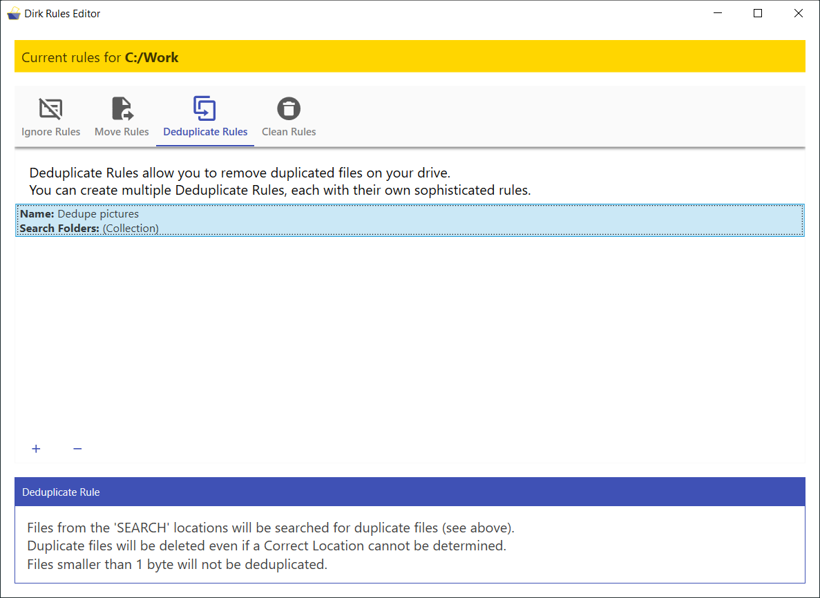 Deduplicate Rules Editor